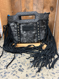 Wrangler Genuine Cowhide Fringe Crossbody (WG283-8015BK) - Black