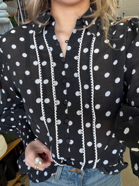 Lena Top - Black with White Polka Dot