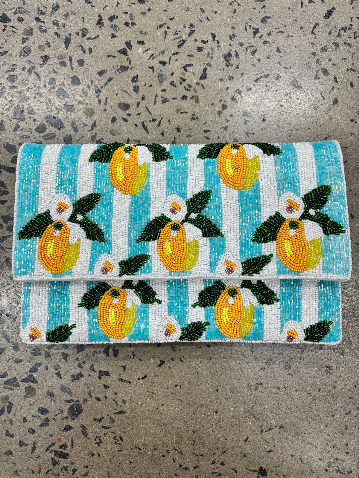 Beaded Clutch - Lemon Stripe
