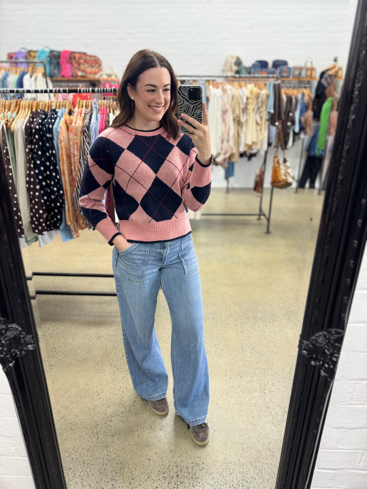 Bianca Knit - Rose Pink & Navy