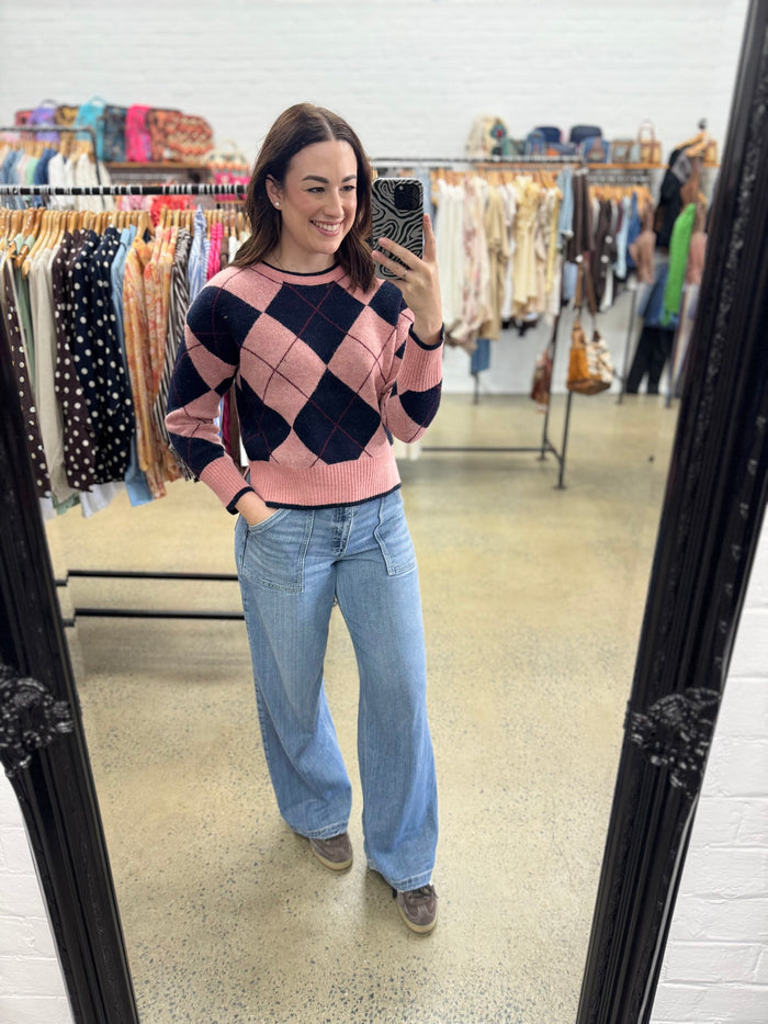 Bianca Knit - Rose Pink & Navy