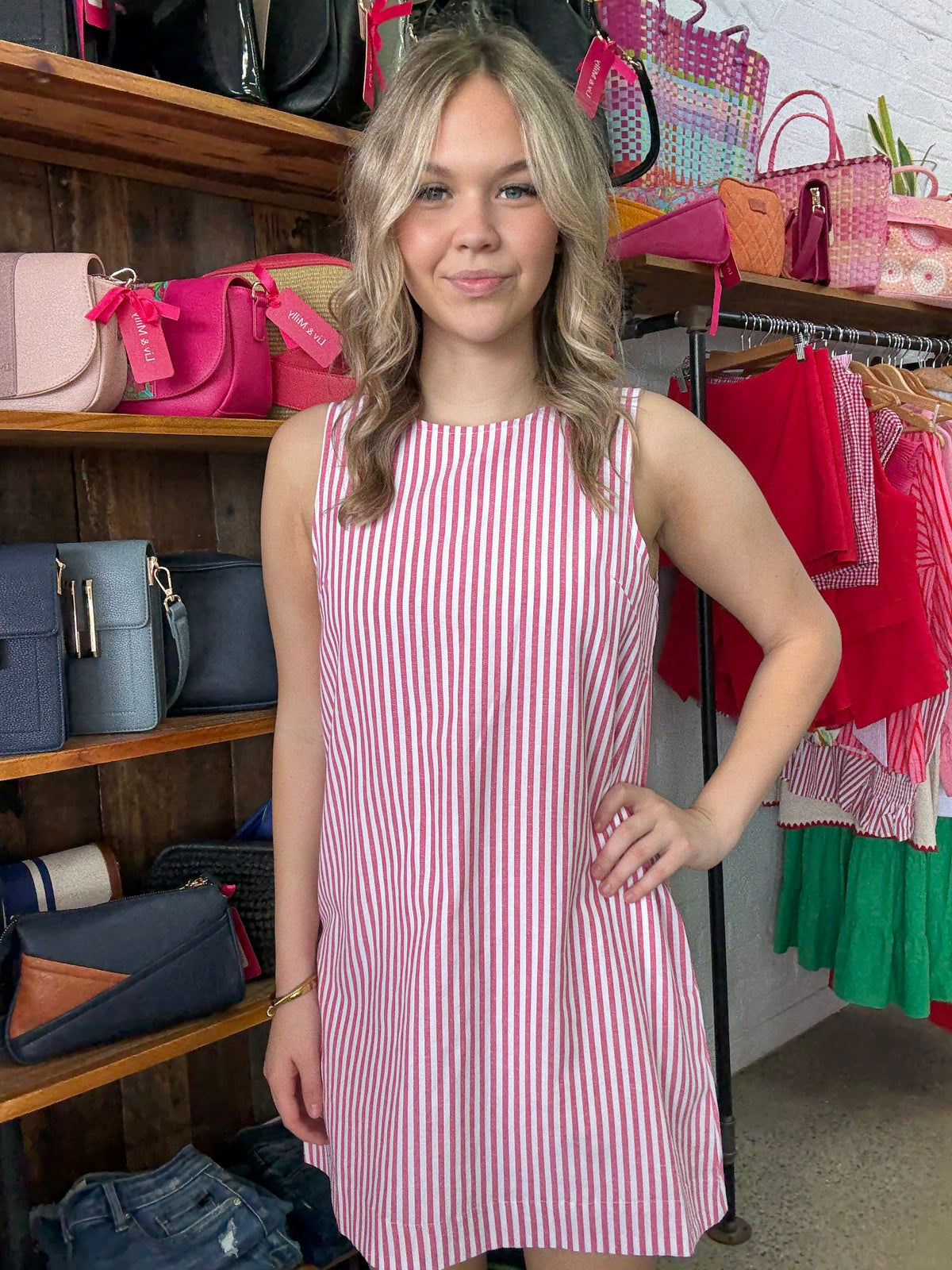 Franca Dress - Pink & White Stripe