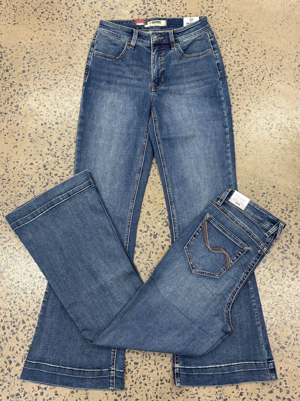 Rock & Roll Cowgirl Jeans - BW5HD09759 - Wave embroidery High Rise Trouser