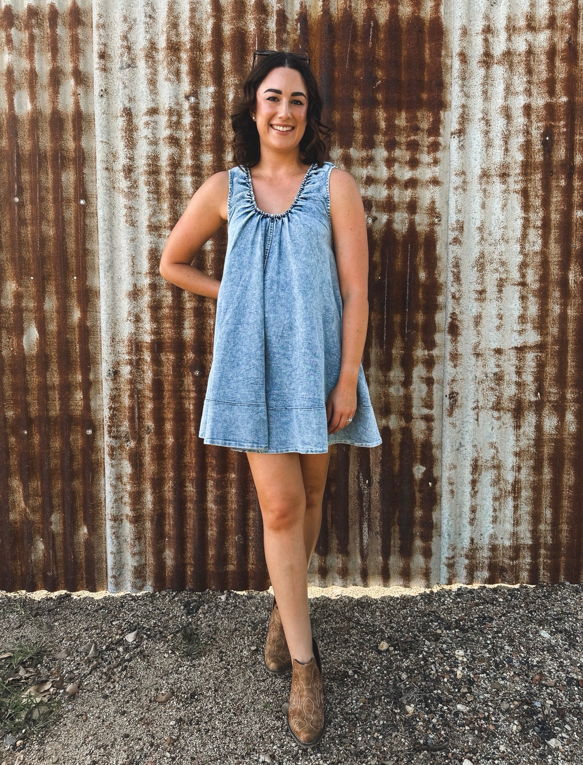 Dylan Mini Dress - Light Wash Denim