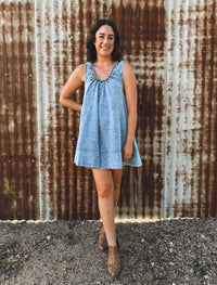Dylan Mini Dress - Light Wash Denim
