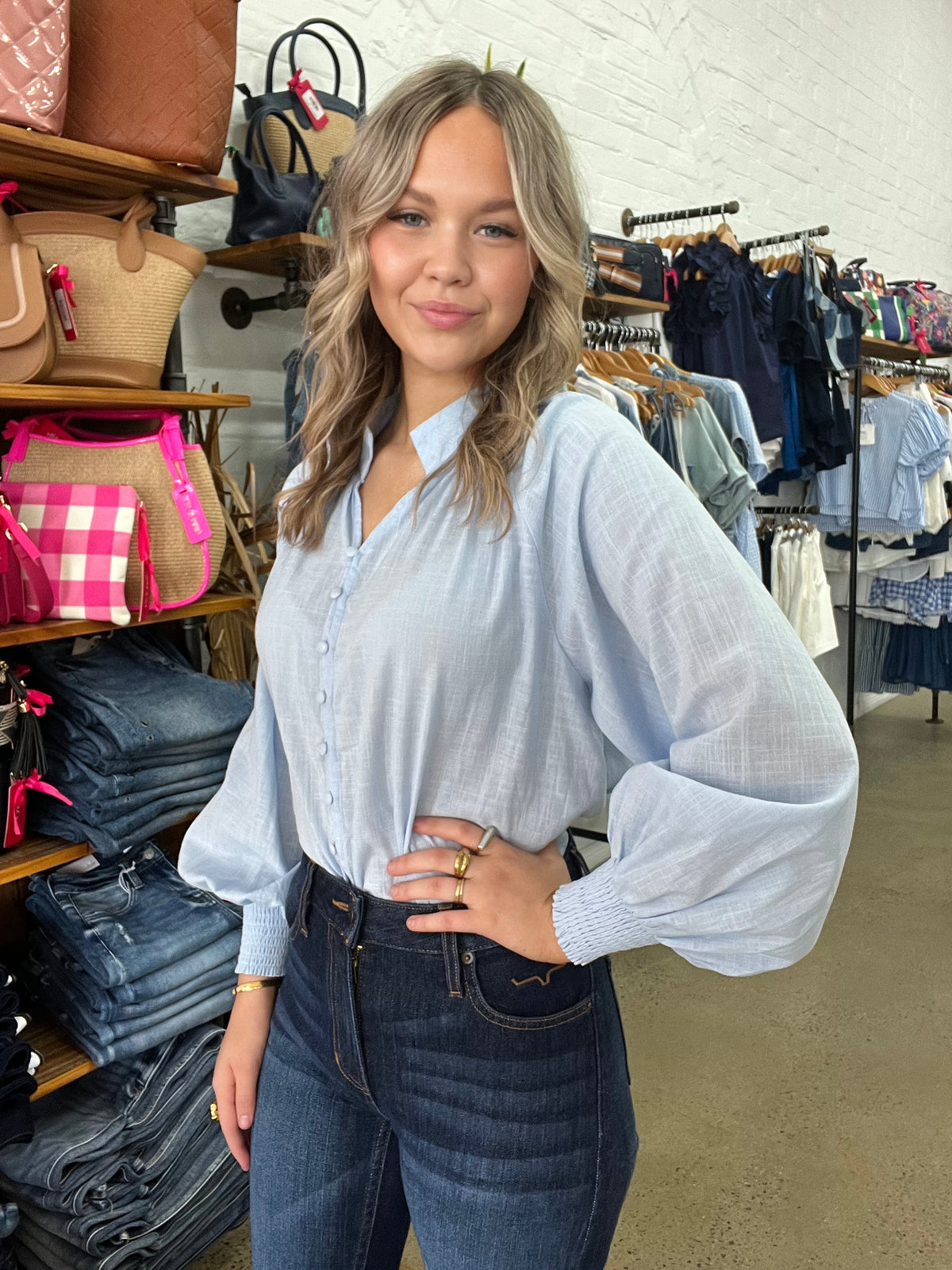 Ledger Top - Baby Blue