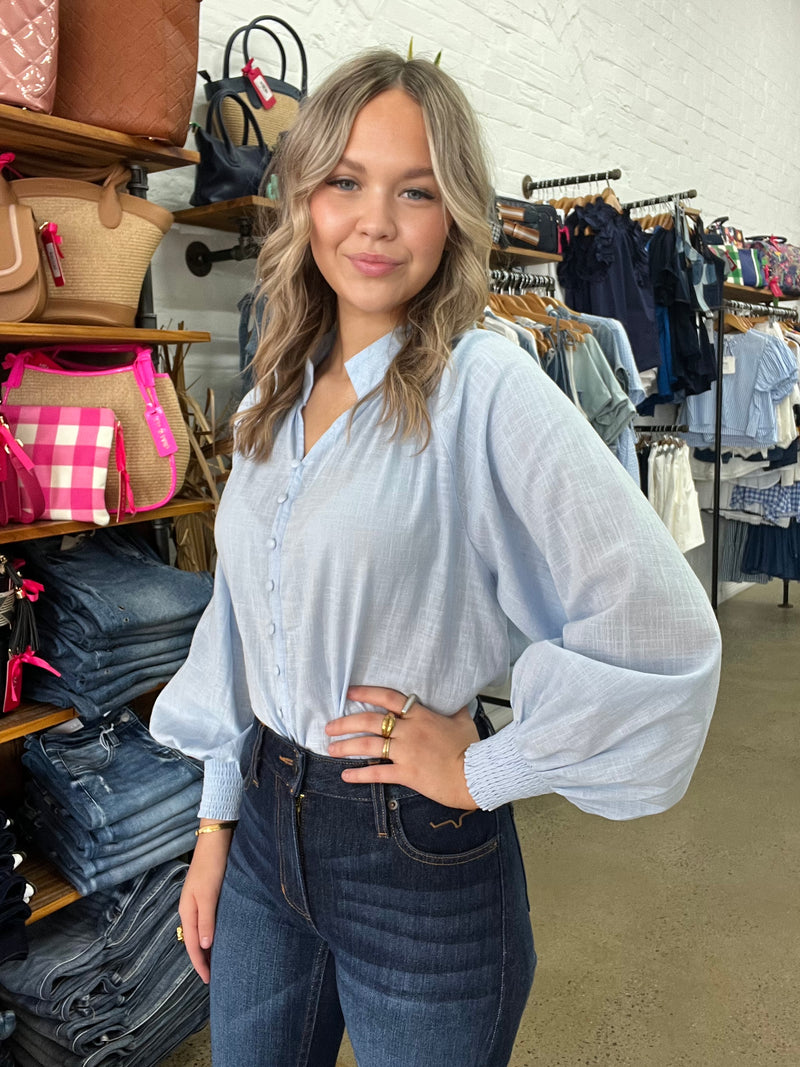 Ledger Top - Baby Blue