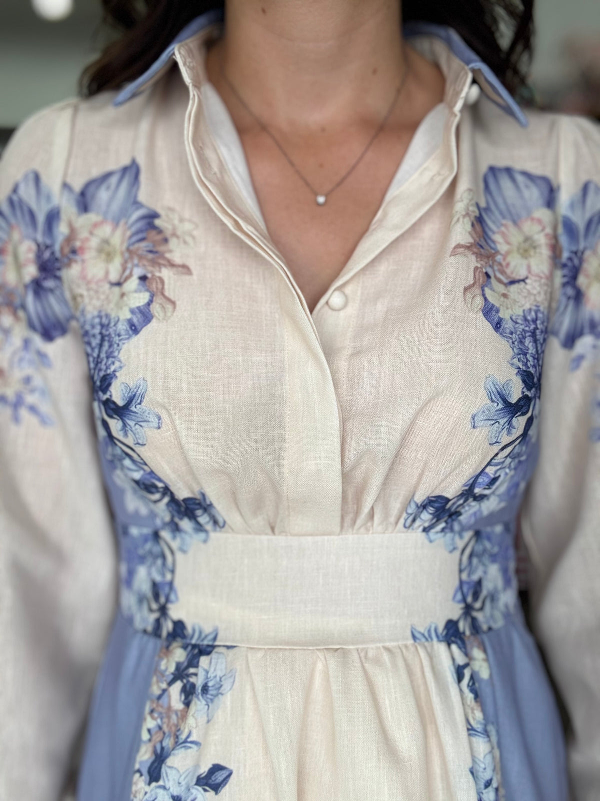 Love Stitch Mini Dress - Blue Floral