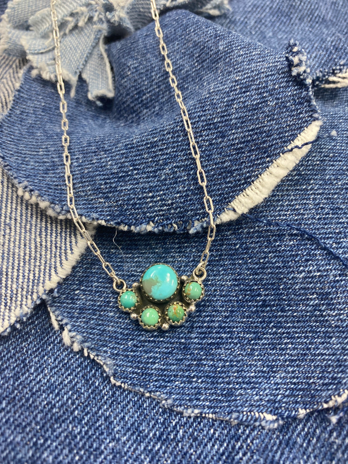 Magnolia Necklace - Silver Turquoise