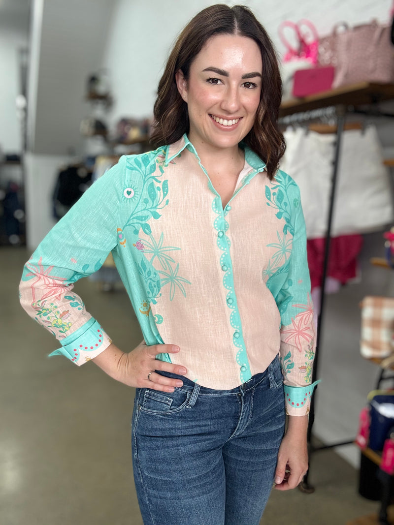 Sky Top - Pastel Pink & Aqua