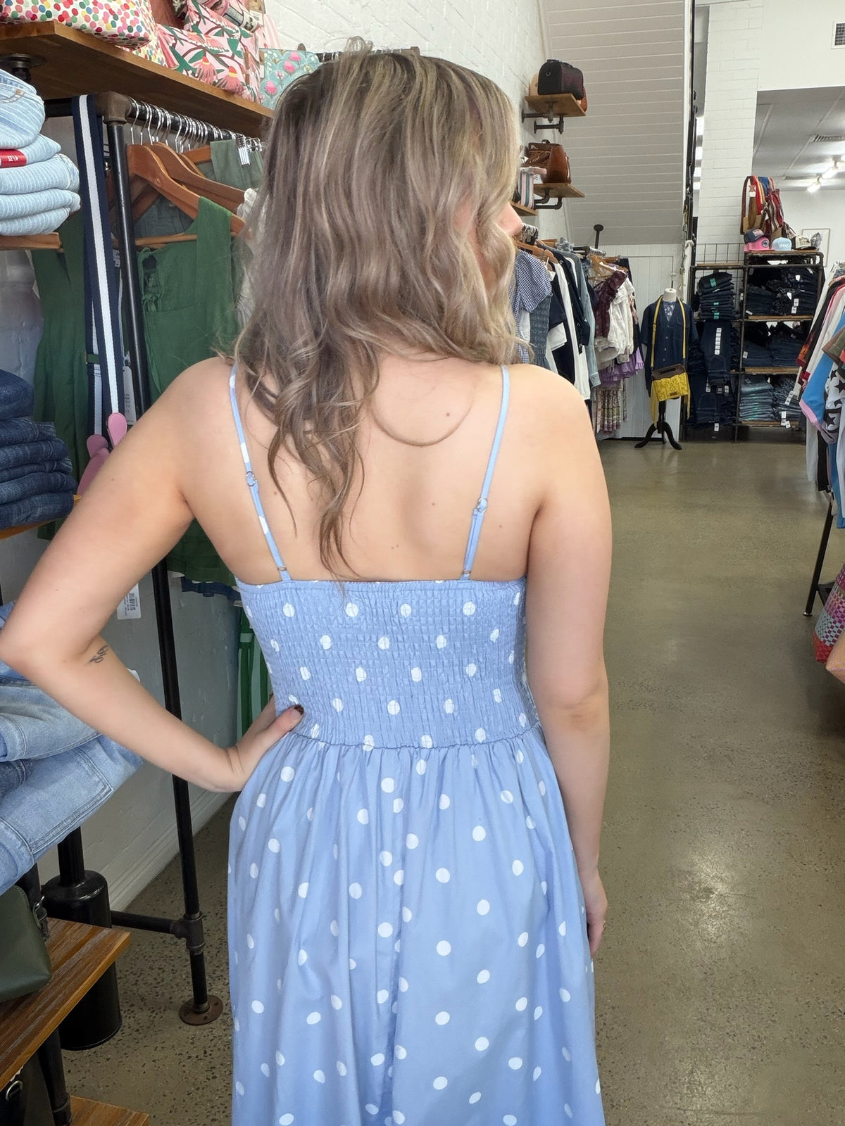 Demi Dress - Blue Polka Dot