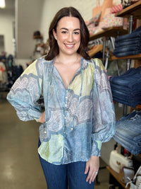 Skyla Top - Blue & Green Paisley