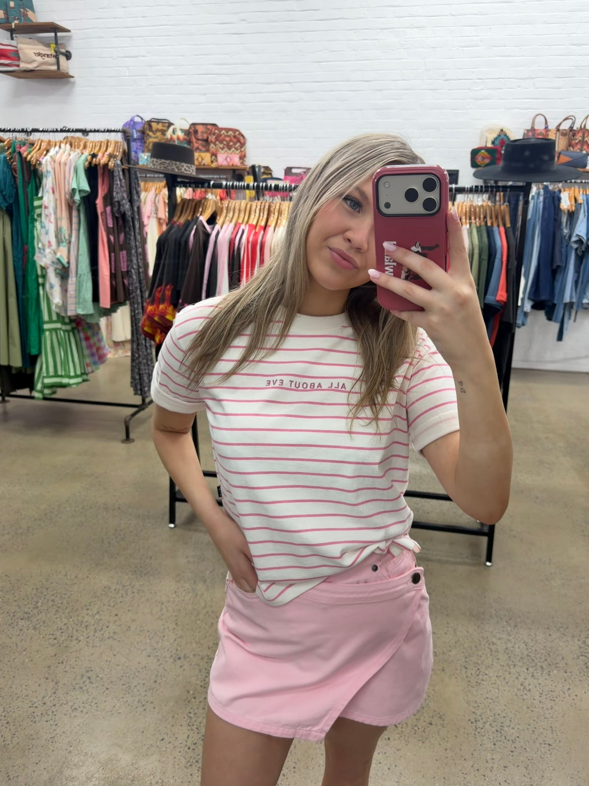 AAE Washed Tee - Pink Stripe