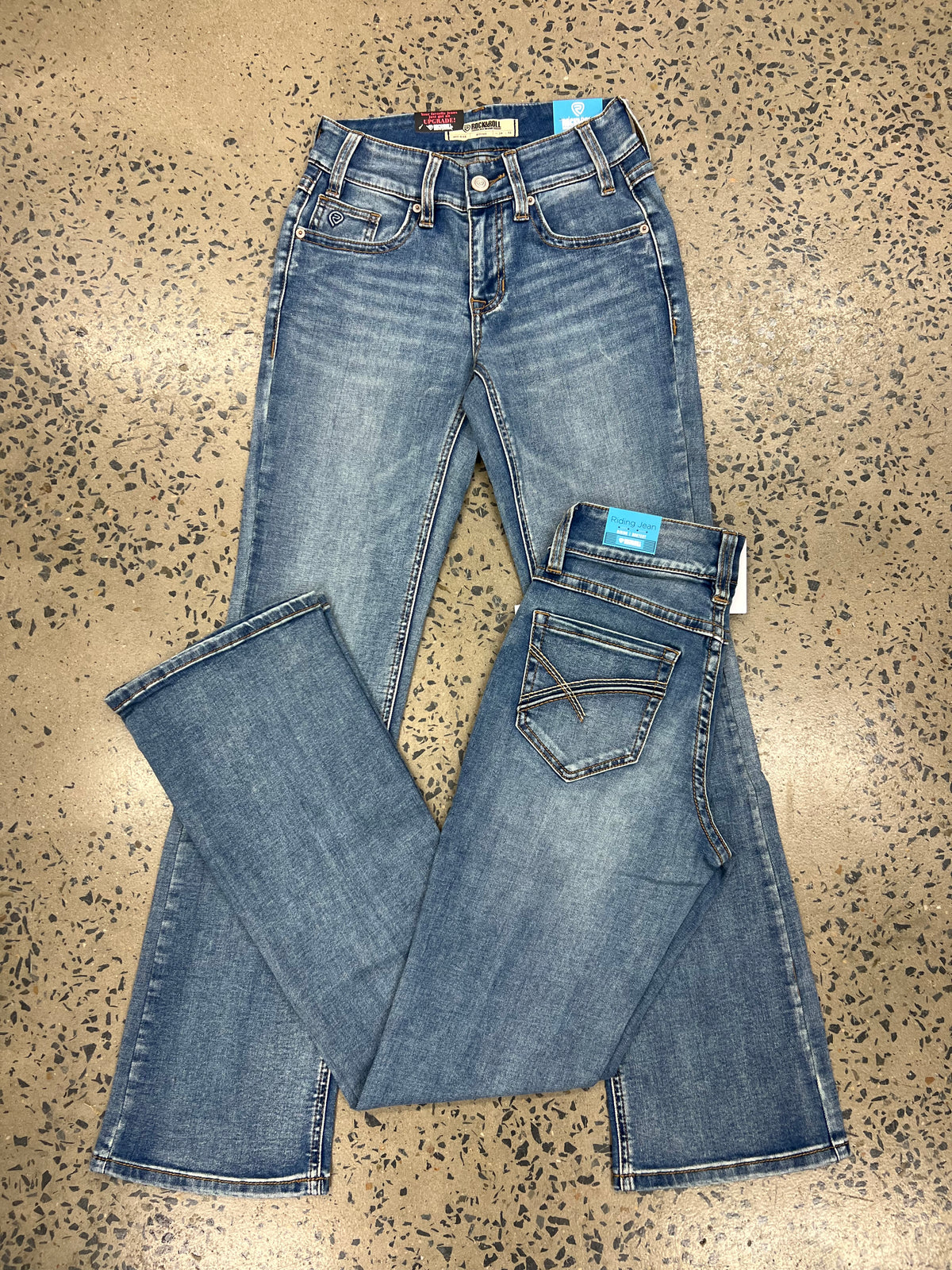 Rock & Roll Cowgirl Jeans - BW4RD09087 - Curve Embroidery Mid Rise Riding Fit