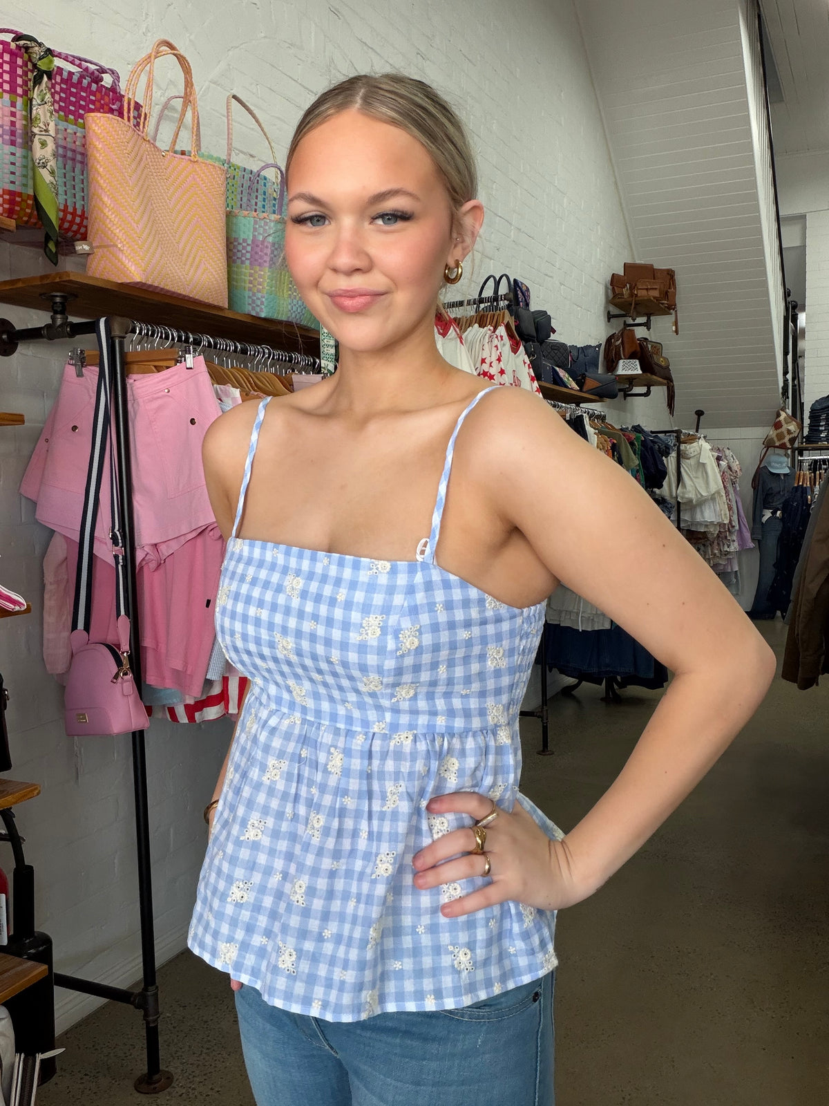 Rae Top - Blue Gingham