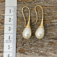 Earrings - Gold Tear Drop Pearl Earrings