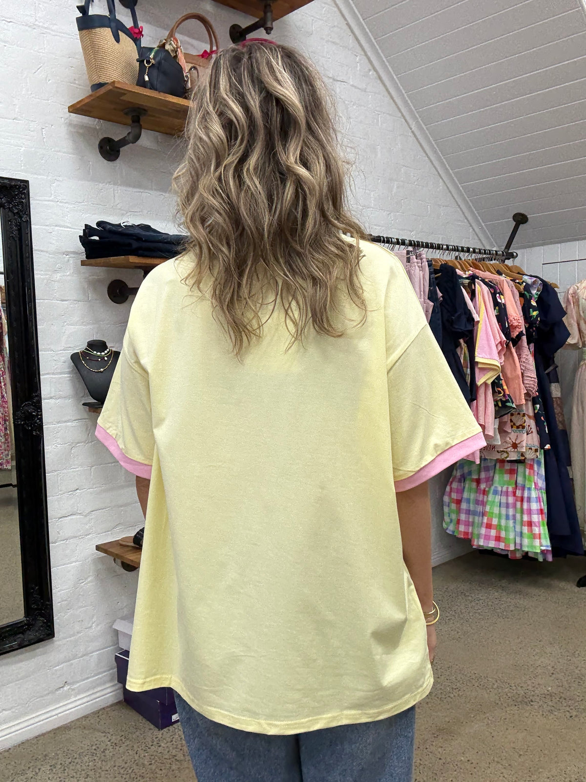 Cowgirls & Cocktails Oversized Tee - Yellow