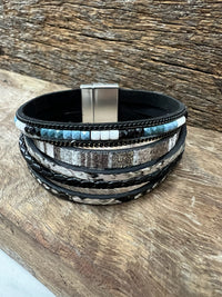 Braided Bead Magnetic Bracelet - Blue