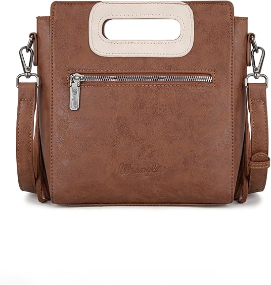 Wrangler Top Handle Boot Scroll Fringe Crossbody - Coffee