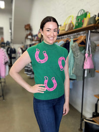Lottie Knit Vest - Green/Pink