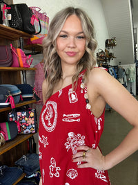 Festive Maxi Dress - Red & White