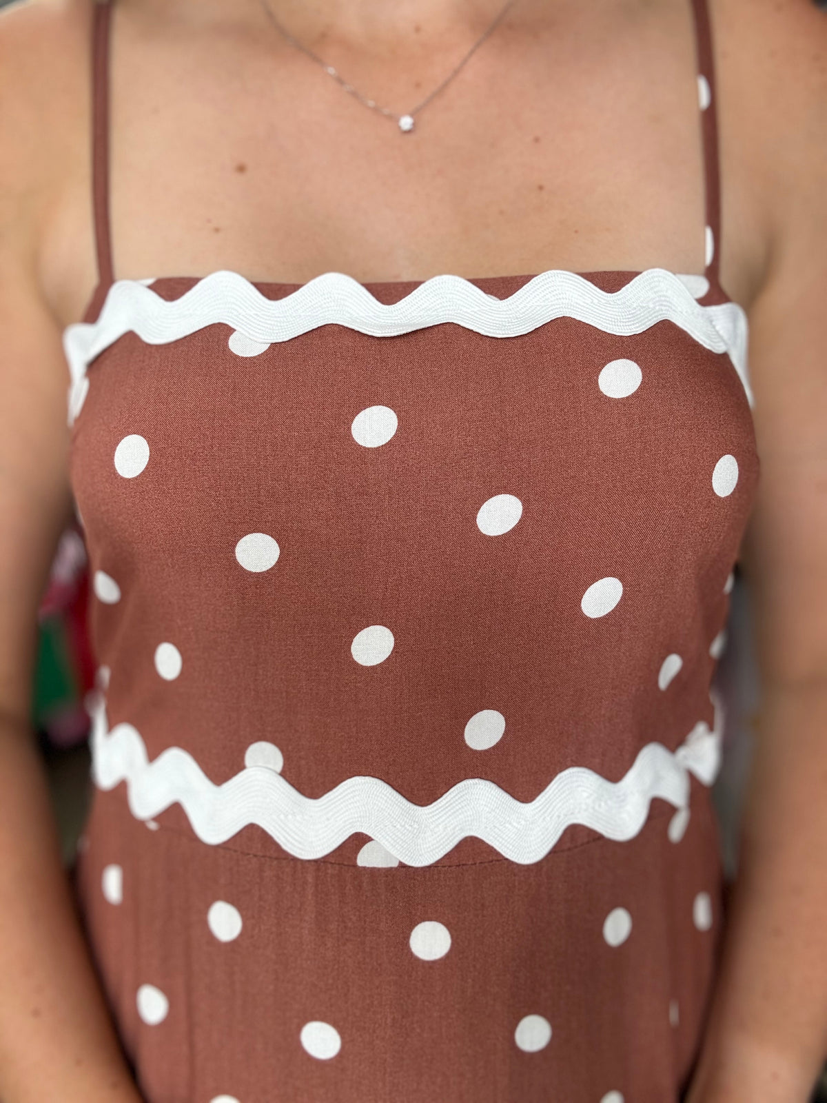 Sagey Maxi Dress - Rust Polka Dot