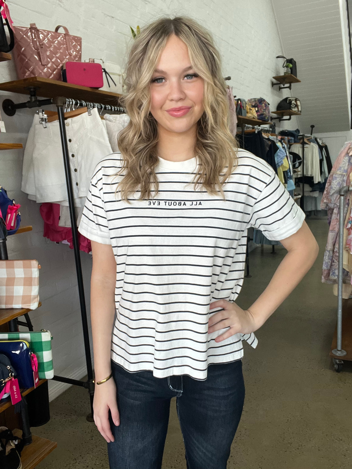 AAE Tee - White & Black Stripe