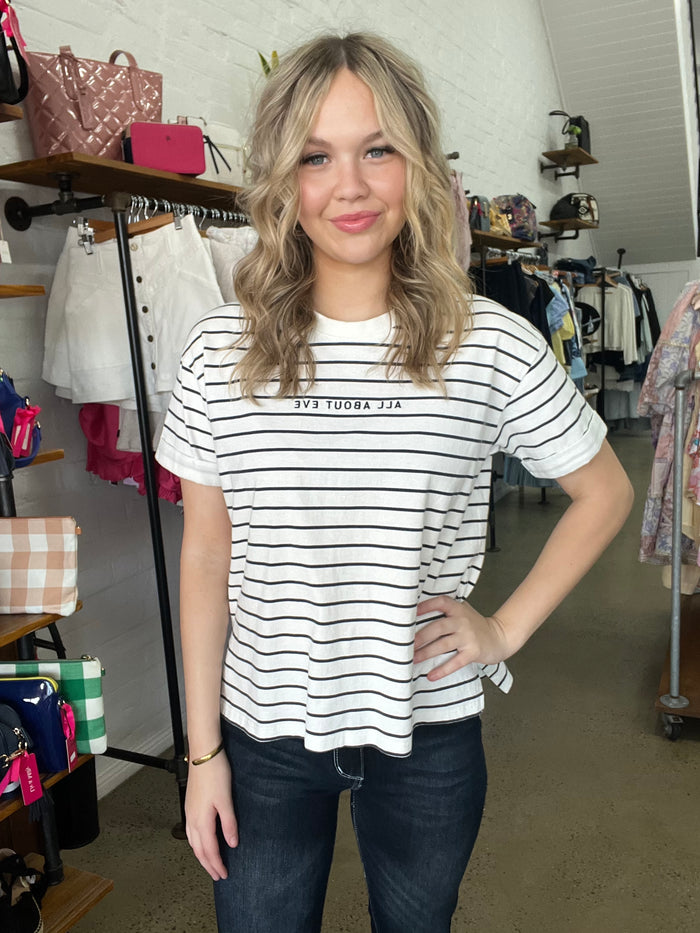 AAE Tee - White & Black Stripe