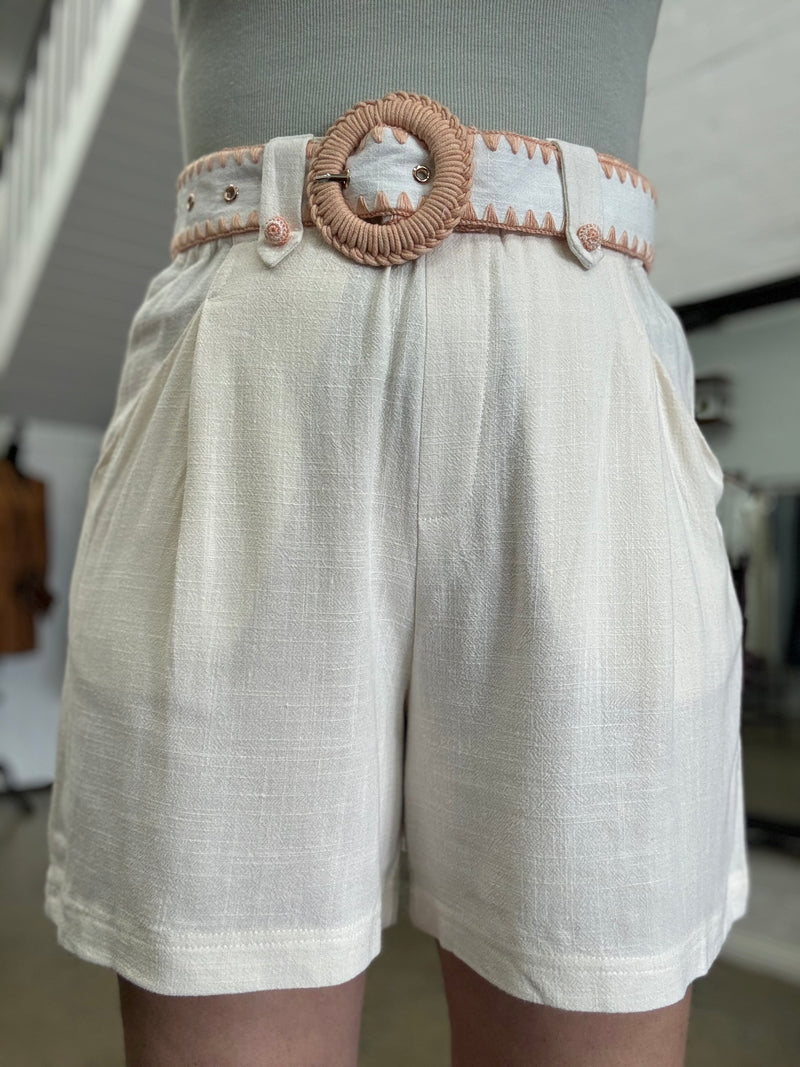 Jordyn High Waisted Short - Peach & Ivory