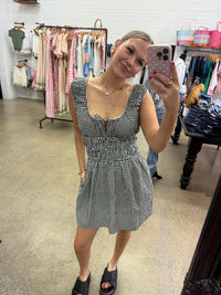Charli Mini Dress - Black & White Gingham