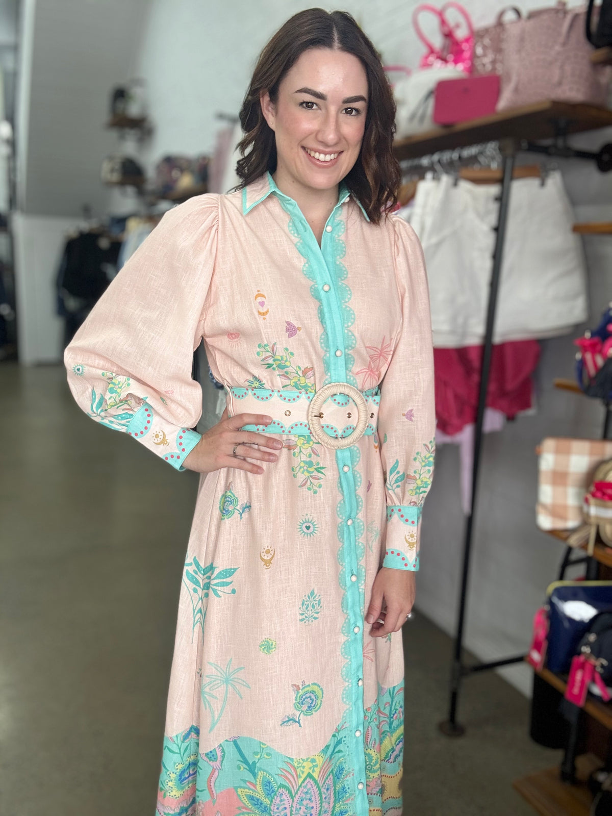 Sky Maxi Dress - Pastel Pink & Aqua