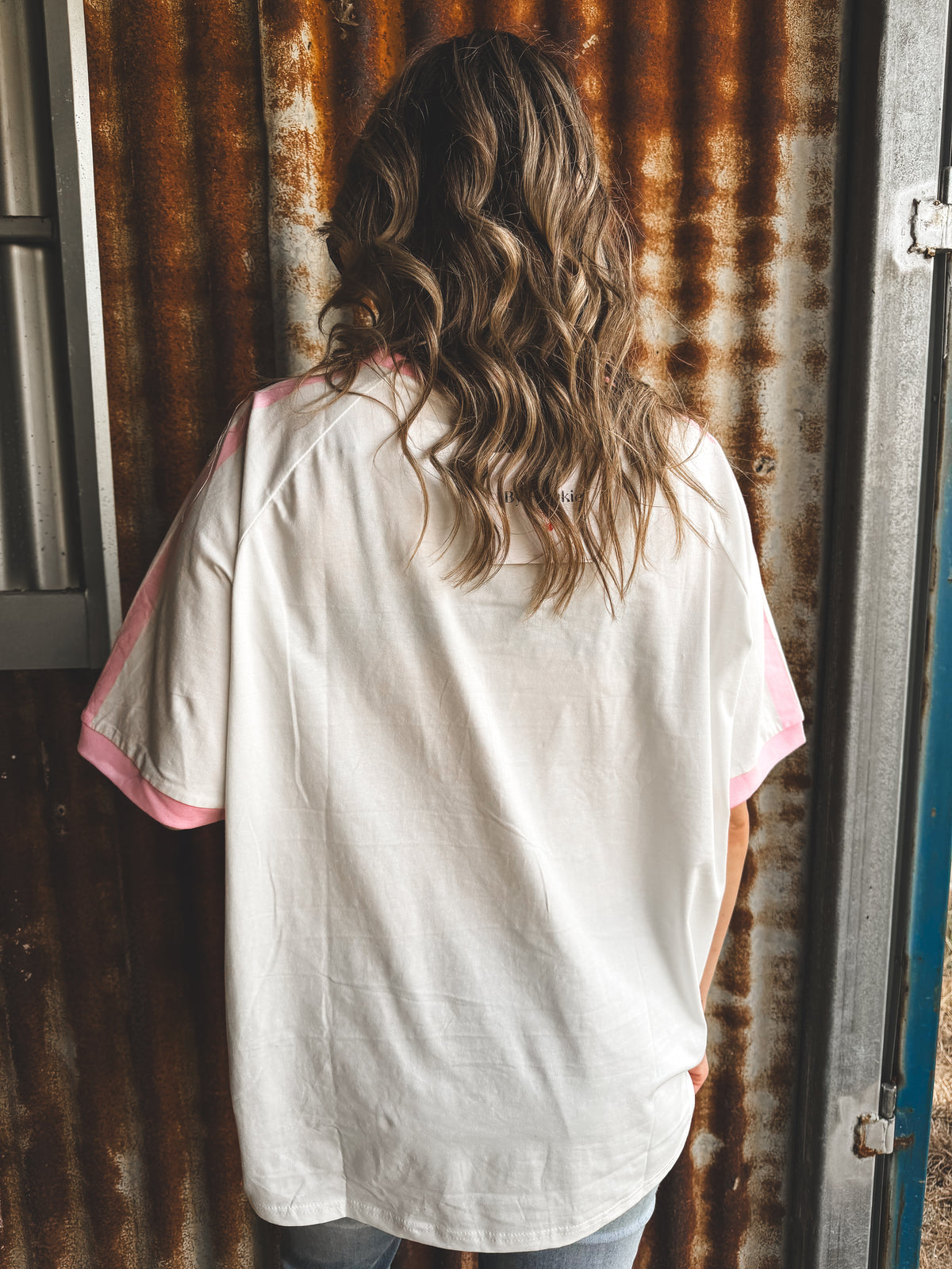 Surf Then Margs Oversized Tee - White & Pink