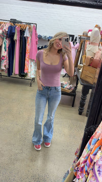 Eve Scoop Neck Tee - Quartz Pink