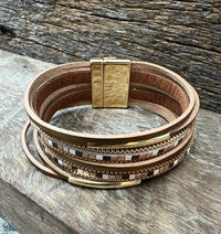 Multi Strand Magnetic Bracelet - Brown