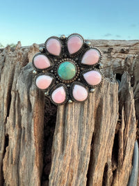 Wild Rag Slide - Pink & Green Tear Drop Turquoise Cluster