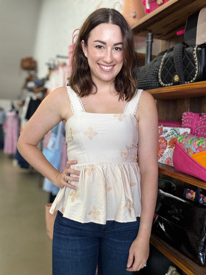 Sally Top - Beige Floral
