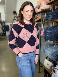 Bianca Knit - Rose Pink & Navy