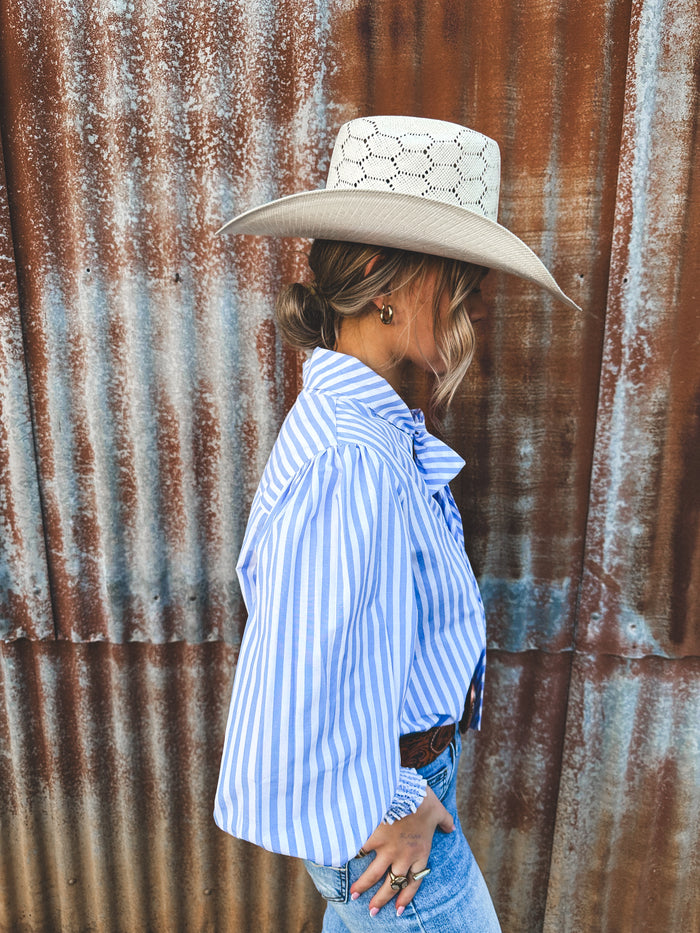 Nellie Top - Blue & White Stripe