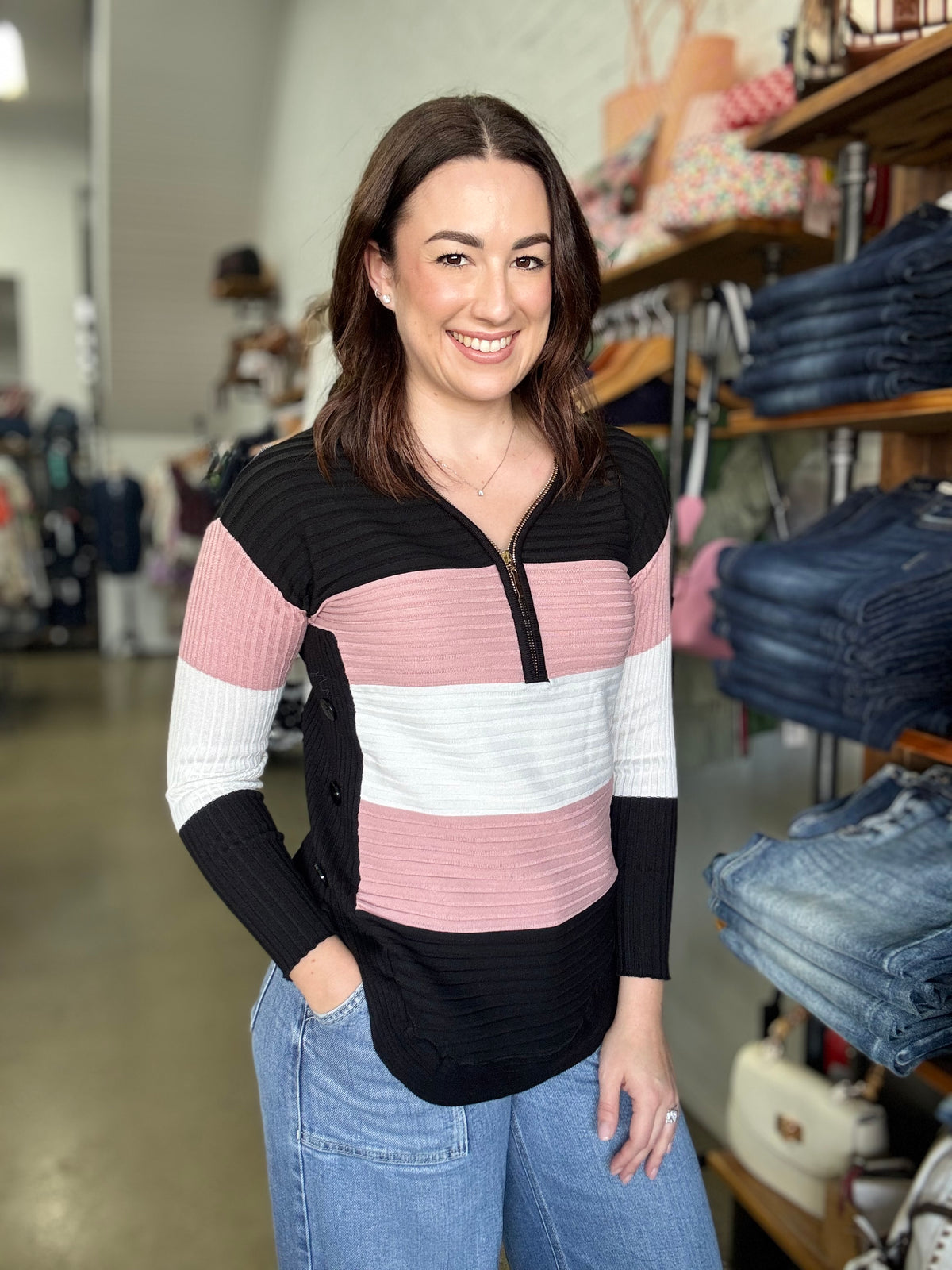 Holland Knit - Black & Pink