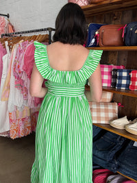 Ramona Dress - Green Stripe