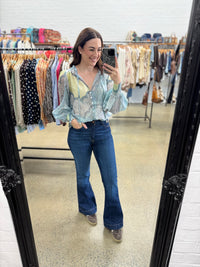 Skyla Top - Blue & Green Paisley