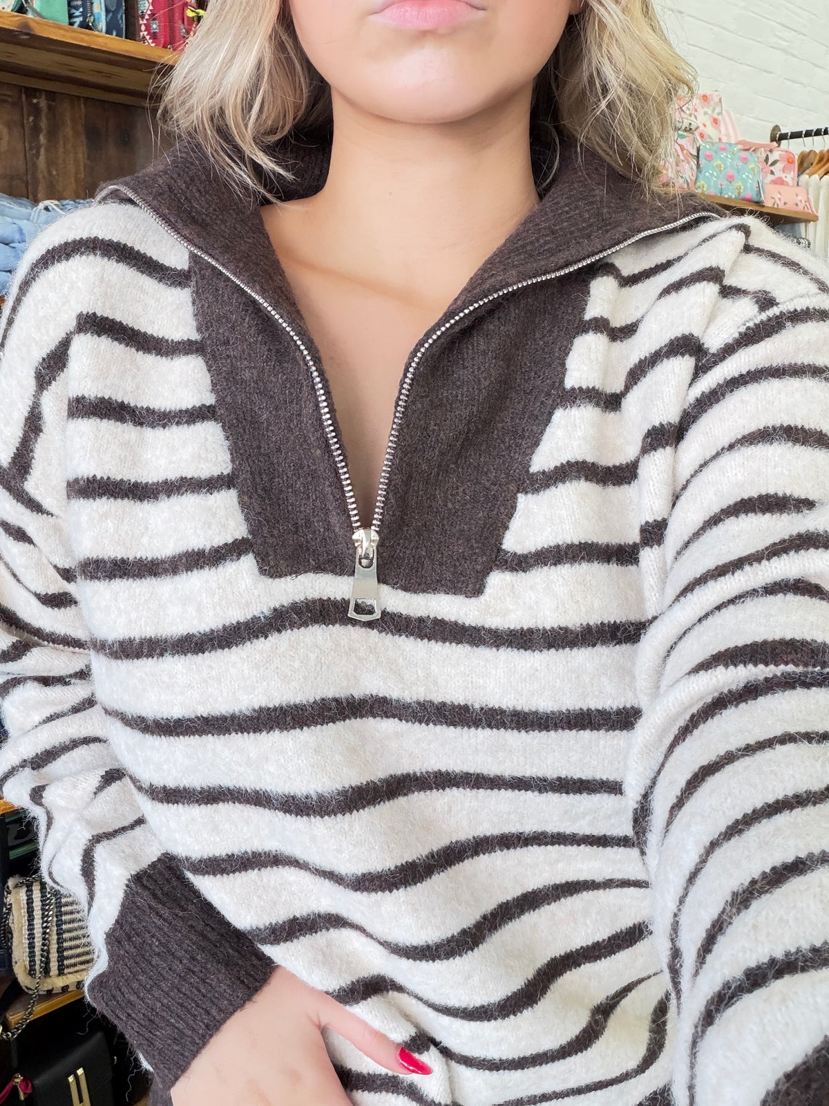 Dawn Knit - Beige & Brown Stripe