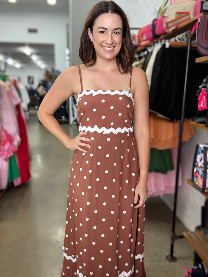 Sagey Maxi Dress - Rust Polka Dot