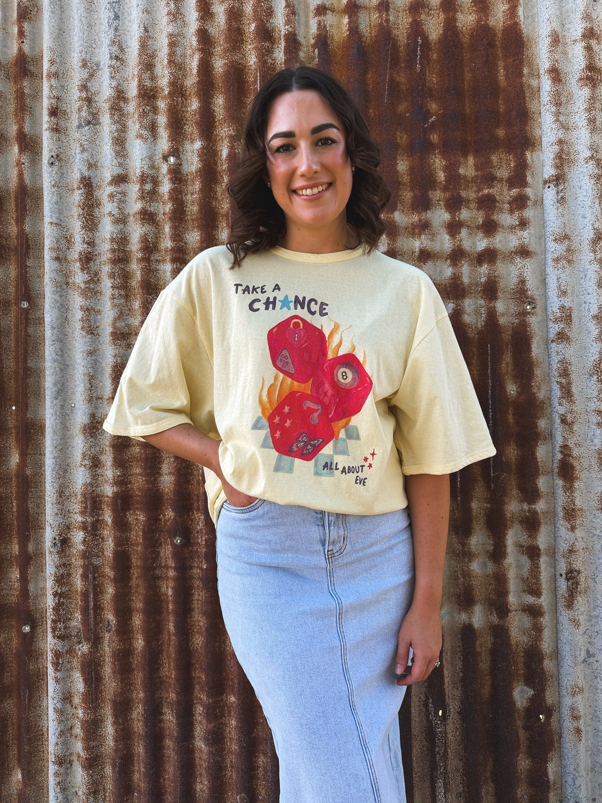 Snake Eyes Oversized Tee - Yellow