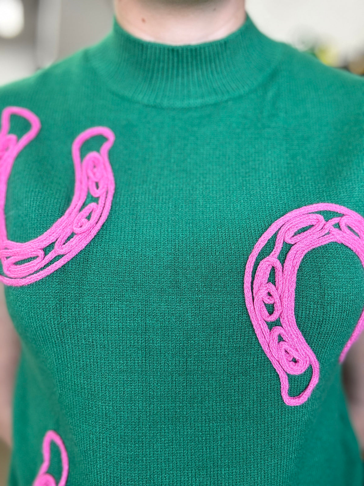 Lottie Knit Vest - Green/Pink