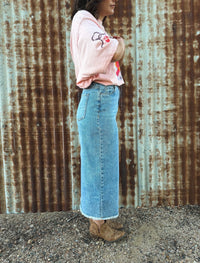 Ray Denim Maxi Skirt - Light Blue