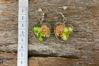 Earrings - Orange & Green Flower Heart Drop Earrings