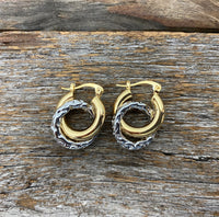 Earrings - 2 Tone Double Hoop Earrings
