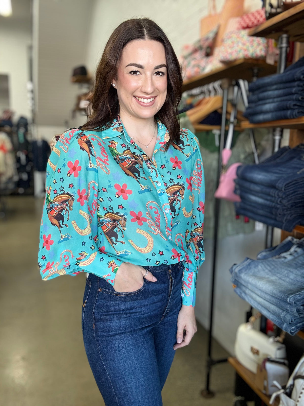 Parton Top - Buckin' Blooms Print