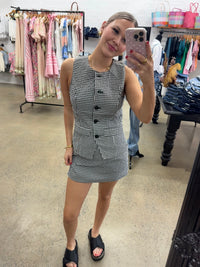 Charli Vest- Black & White Gingham